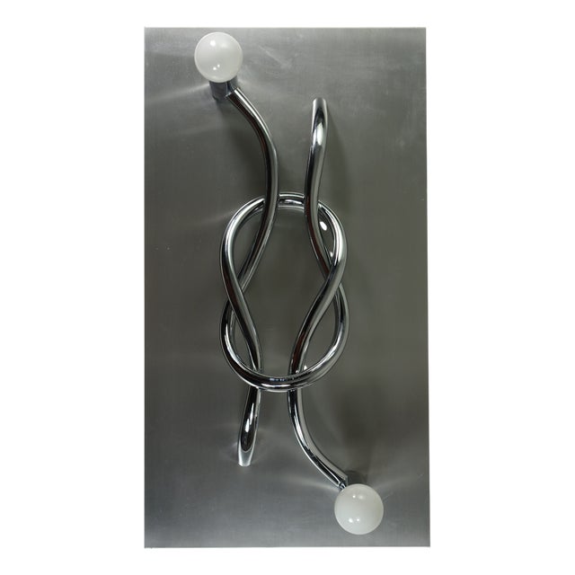 Vintage Missaglia Wall Lamp in Steel by Giacomo Benevelli, 1970s For Sale