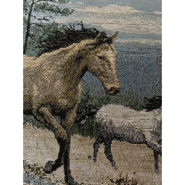 Vintage Signed Tapestry Footstool With Running Horses For Sale - Image 9 of 10
