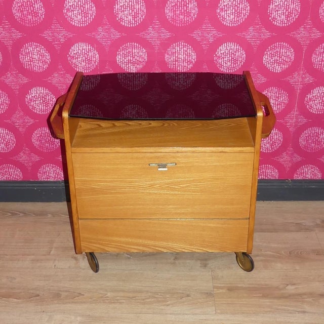 Black Individual Mini Bar on Wheels, 1960s For Sale - Image 8 of 13