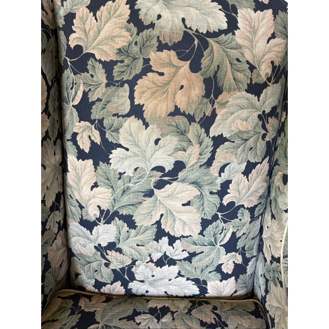 Wood Mid Century Wing Back Chair With Pretty Scrolled Arms For Sale - Image 7 of 8