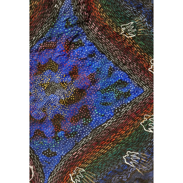 1989 "Kabbalah" Modern Blue, Green, and Red Hebrew Inspired Abstract Painting by Dee Wolff For Sale In Houston - Image 6 of 10