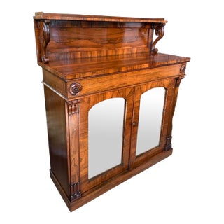 English Rosewood Chiffonier Cabinet With Mirrored Doors For Sale