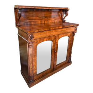 English Rosewood Chiffonier Cabinet With Mirrored Doors