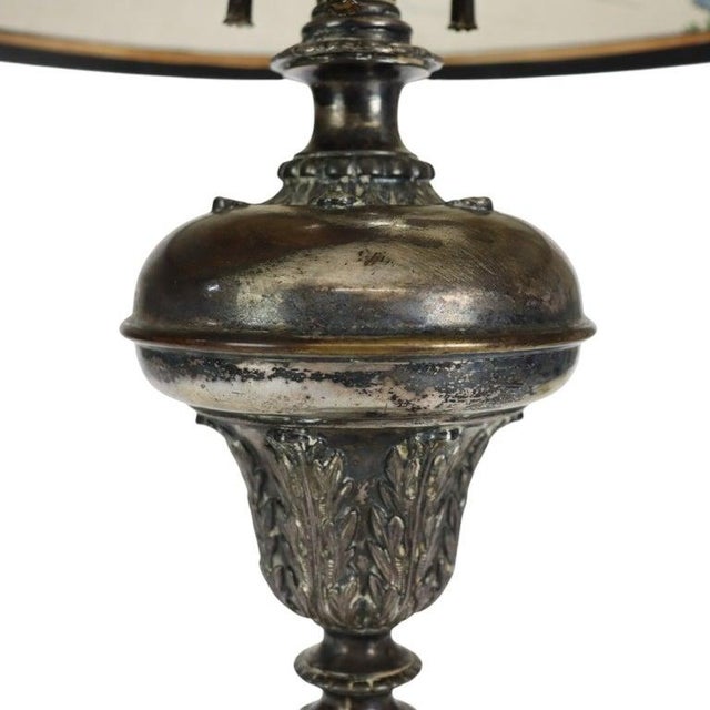 Antique Pairpoint Reverse Painted Table Lamp With Metal Chipped Ice Base C1920 For Sale - Image 6 of 18