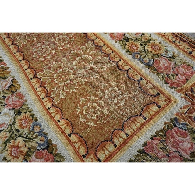 Textile 1750s Camel Classic Floral European Georgian English Axminster Carpet Wool Rug For Sale - Image 7 of 10
