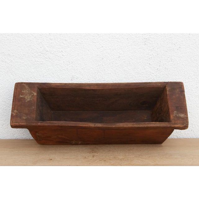Farmhouse Rustic Farmhouse Handcarved Trough Planter For Sale - Image 3 of 7