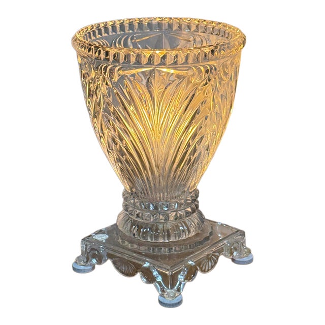 Pressed Glass Urn Style Table Lamp For Sale