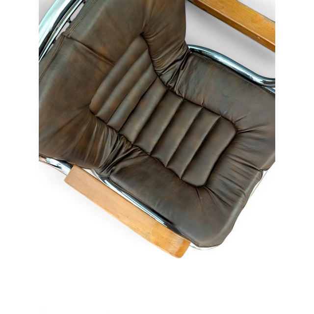 1970s Gastone Rinaldi Tubular Chrome Leather Dining Chairs, 4 Pieces, Attributed For Sale - Image 9 of 12