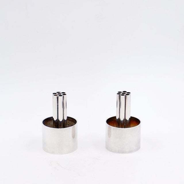 Silver Silver-Plated Candlesticks, Italy, Set of 2 For Sale - Image 8 of 11