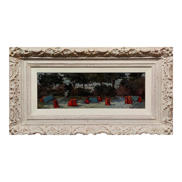 Nino Caffe -10 Cardinals Playing in the Garden -Oil painting Italian Mid century Modern Expressionist Oil painting on...