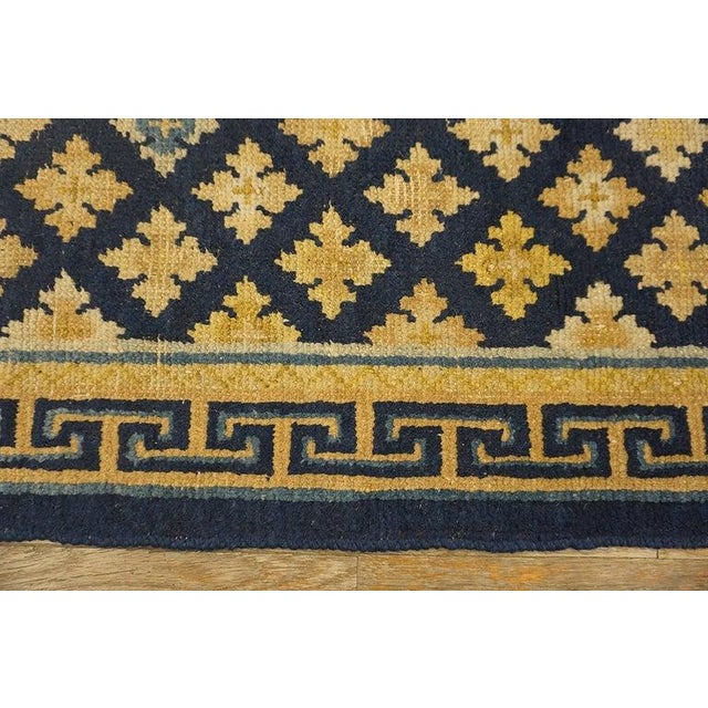 Antique Chinese - Ningxia Blue 1800s Hallway Runner Rug, Circa Date: 1800s. This exceptional piece of textile history...