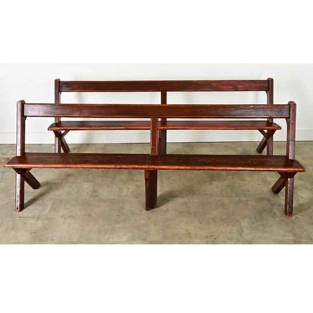 Early 20th Century Early 20th Century Pair of English Pine Benches For Sale - Image 5 of 12