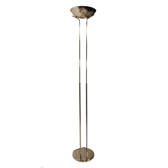1980s Hollywood Regency Art Deco Revival Halogen Torchiere Uplight Floor Lamp For Sale - Image 10 of 17