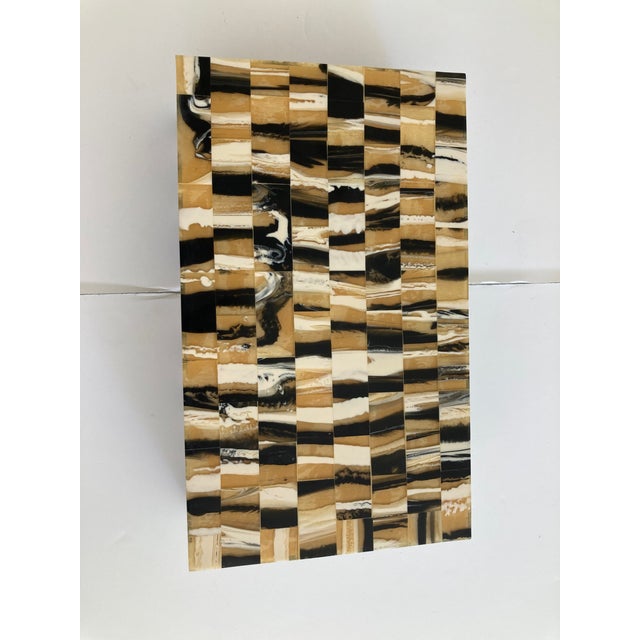 Brown Tessellated Faux Horn Covered Box For Sale - Image 8 of 8