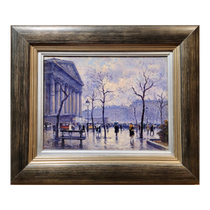 Henry Malfroy-1930s People in the Street at Place De La Madeleine,Paris-Oil Painting