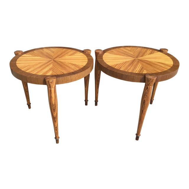 Art Deco Zebra Wood End Tables A Pair Chairish
