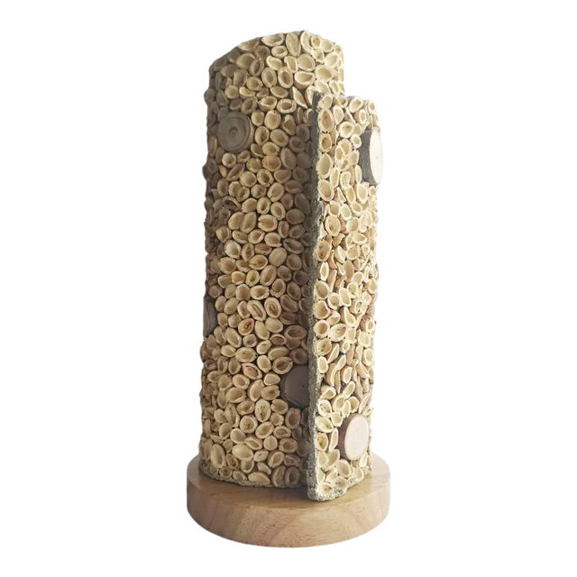 Wood Mosaic Table Lamp For Sale