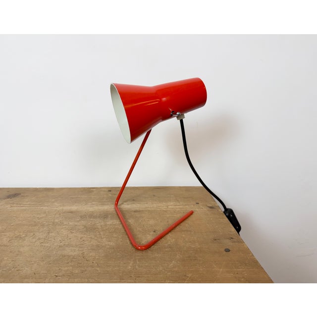 This red table lamp model 21616 was produced by Drupol and designed by Josef Hurka in former Czechoslovakia during the...