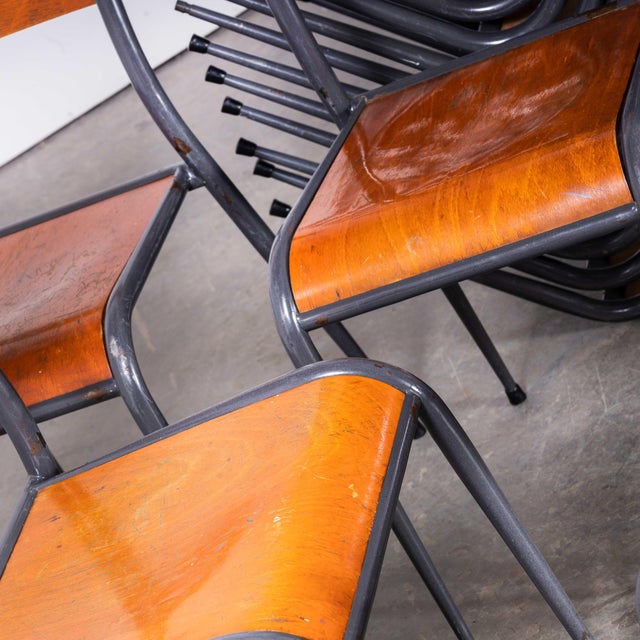 French Light Grey Tapered Leg Dining Chairs from Mullca, 1950s, Set of 6 For Sale - Image 16 of 18