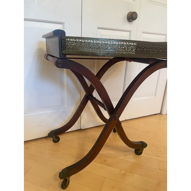Wood Vintage English Serving Table Bar Cart Luggage Rack For Sale - Image 7 of 12