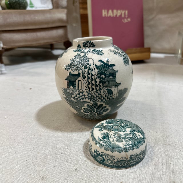 Up for consideration is a beautiful teal and white english ceramic jar. This would look lovely on display in your home and...