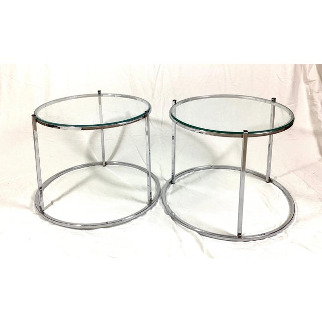 Round Chrome and Glass Drink Side Tables - A Pair For Sale In Philadelphia - Image 6 of 7