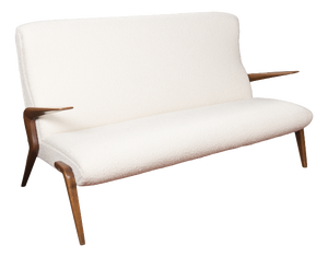 D71 Sofa in Walnut and White Bouclé Upholstery by Osvaldo Borsani for AVB, 1950s