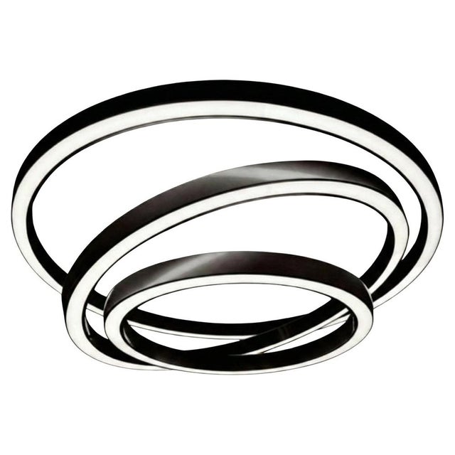 Infinito Triple Ring Pendant Led in Satin Stainless Steel by Aggiolight For Sale - Image 6 of 6