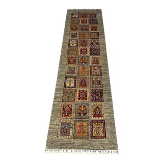 Sultani Wool Runner, Persian Bakhtiari Four Seasons Design, Gray, 2'8" X 7'11" For Sale