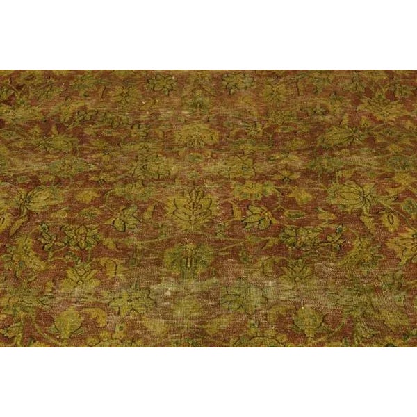 Contemporary 1980s Semi Vintage Distressed Over Dyed Rust/Blue Wool Rug -9'9 X 12'8 For Sale - Image 3 of 8