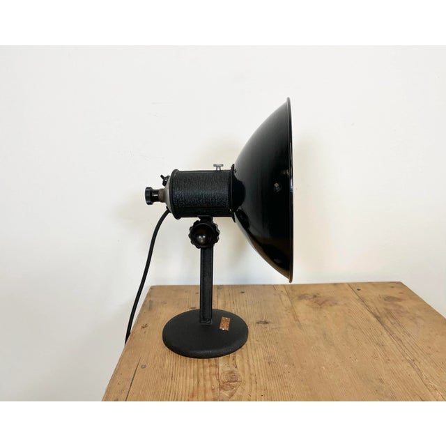 1950s Vintage Industrial Black Enamel Table Lamp, 1950s For Sale - Image 5 of 14