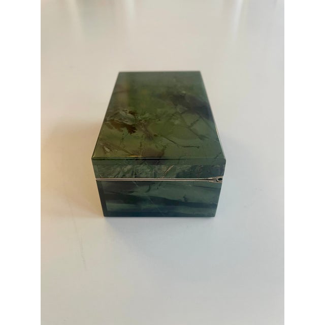 Mineral Box in Green Jasper with Velvet Lining, 1950s For Sale - Image 9 of 11