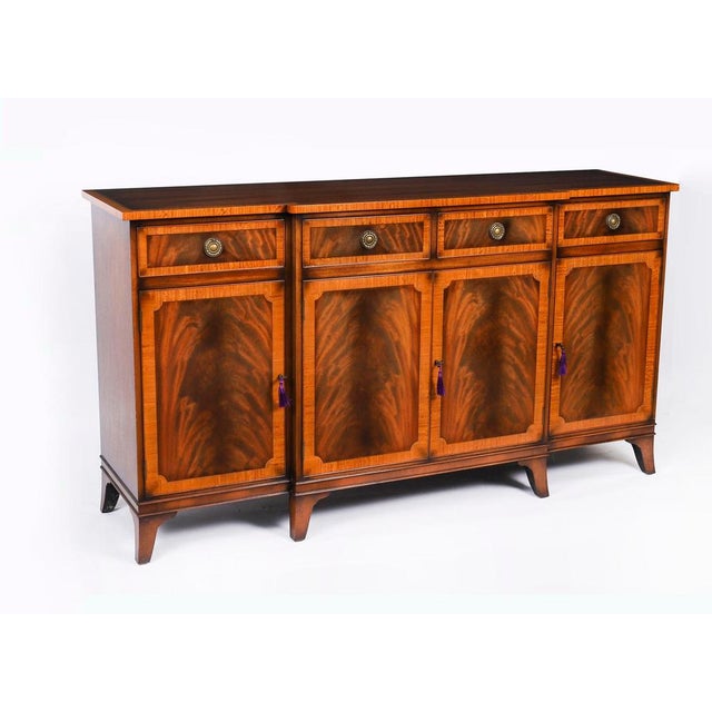 Hollywood Regency Vintage Flame Mahogany Sideboards from Harrods, Late 20th Century, Set of 2 For Sale - Image 3 of 18