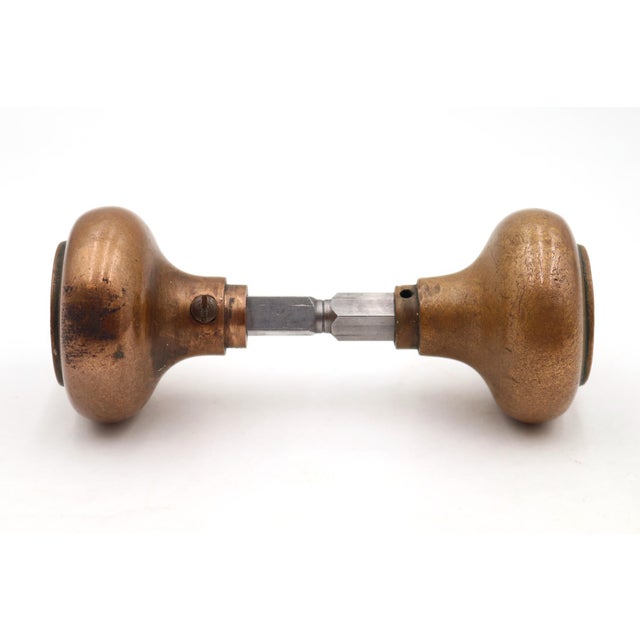 Traditional Mid 20th Century Pair of Reclaimed Concentric Brass Passage Door Knobs For Sale - Image 3 of 5