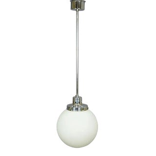 Antique Bauhaus Style Pendant Light With Opaline Glass Shade For Sale