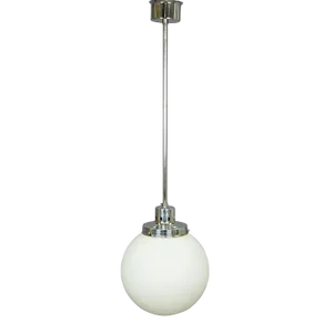 Antique Bauhaus Style Pendant Light With Opaline Glass Shade