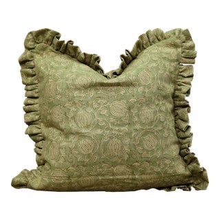 Fabdivine Elegant Handmade Linen Pillow Cover Floral Block Print Design- 26x26 Inch, 6Kamal For Sale