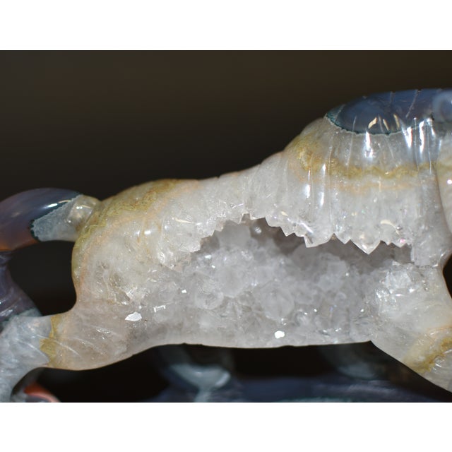 Late 20th Century Large Gemstone Tiger Statue Agate With Crystal Geodes For Sale - Image 5 of 14