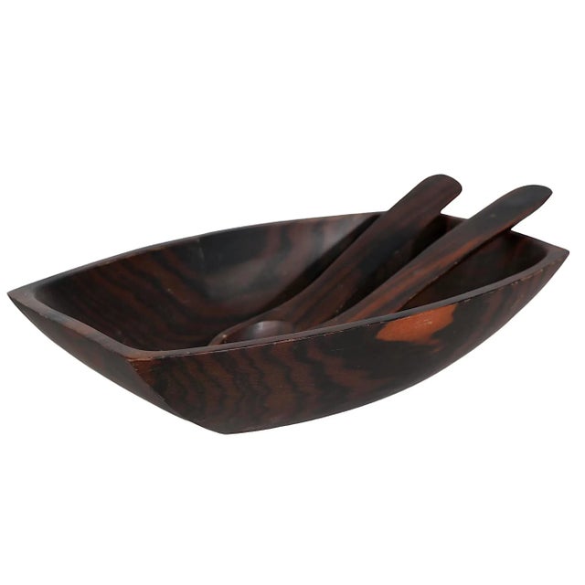 Mid-Century Modern 11 Pc Mid Century Cocobolo Wood Salad Set For Sale - Image 3 of 10