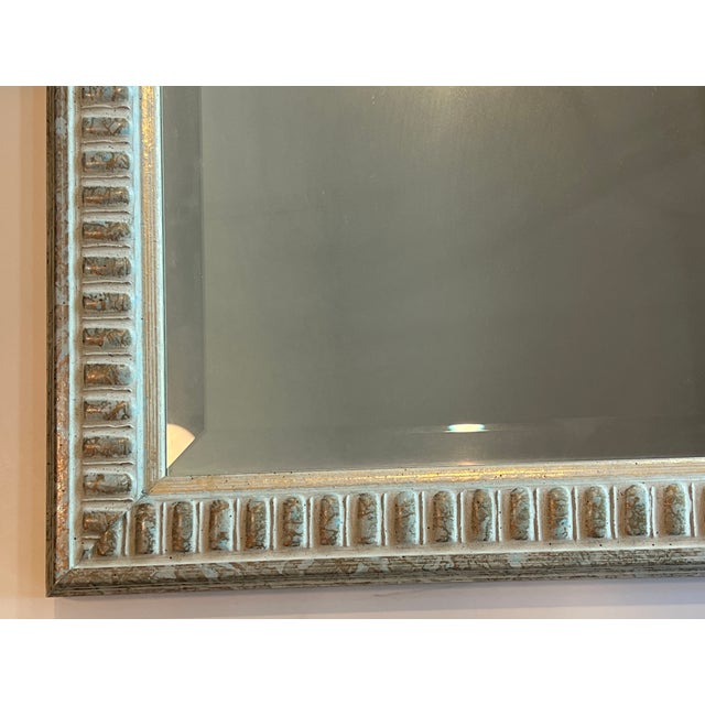 White Gold Embossed Wood Mirror For Sale - Image 10 of 10