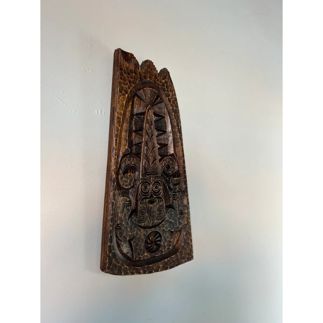 Available for sale this fantastic Vintage hand carved wood Mayan or African wall art. Unsigned. C,1990's. Measures: 11.0"...