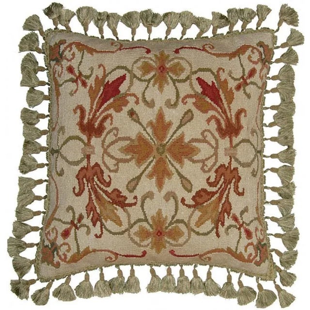 Contemporary Aubusson Flourishes Throw Pillow For Sale - Image 3 of 3