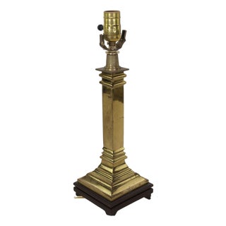 1970s Traditional Brass Empire Column Lamp For Sale