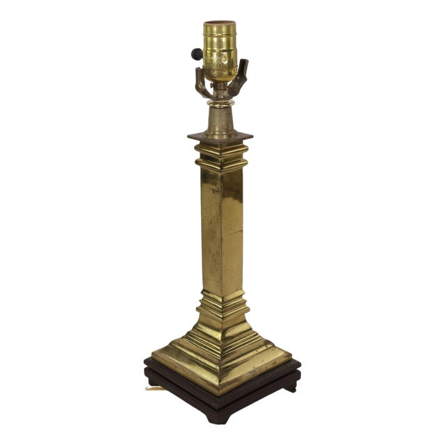1970s Traditional Brass Empire Column Lamp For Sale