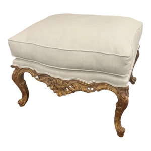 19th Century Hand Carved French Gold Gilt Ottoman