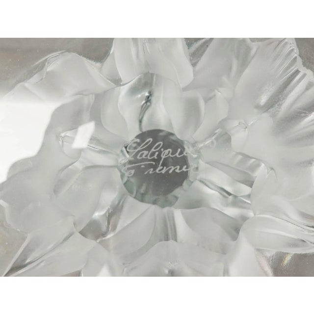 Transparent Vintage Lalique Crystal France Plumeria Orchid Glass Pedestal Centerpiece Compote Bowl For Sale - Image 8 of 8