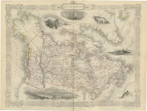Antique Map of British America by Tallis, 1850s