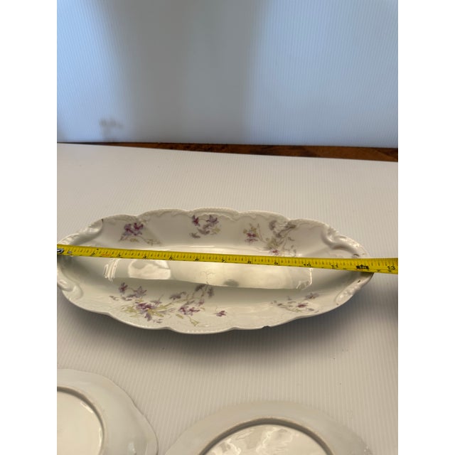 Limoges, France 1940s Vintage Limoges Basset Austria 3 Porcelain Serving Bowls "Purple Violets" Pattern For Sale - Image 4 of 18