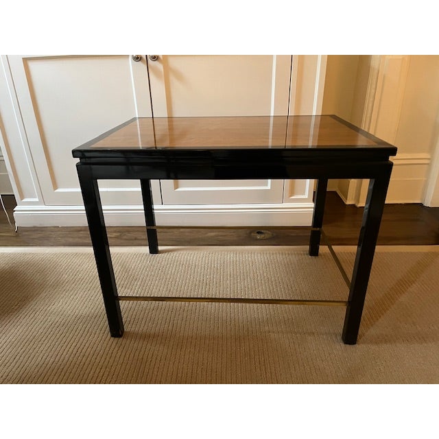 Edward Wormley Edward Wormley for Dunbar Walnut, Ebonized Wood & Brass Nesting Tables With Companion Side Table, Set of 4 For Sale - Image 4 of 9