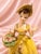 Mid 20th Century 1950s Japanese Porcelain Lady Figurine in Yellow Gown With Rhinestones & Flowers For Sale - Image 5 of 11